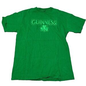 Guinness Shirt Mens Medium Green‎ Ireland Beer Short Sleeve Graphic Print EUC